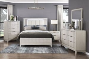 Florence Bedroom Set with LED Lights in Antique White