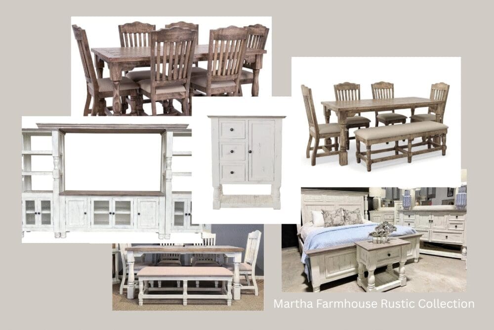 Martha Rustic Collection – Farmhouse Dining, Bedroom & Entertainment Sets