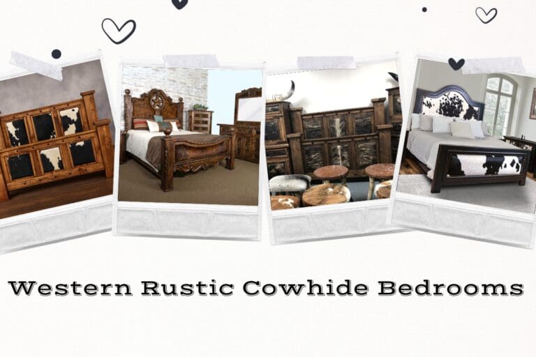 Western Rustic Cowhide Bedroom Set with Solid Wood Construction