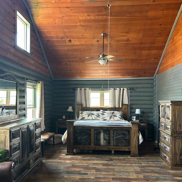 Western Indian Rustic Cowhide Bedroom Set