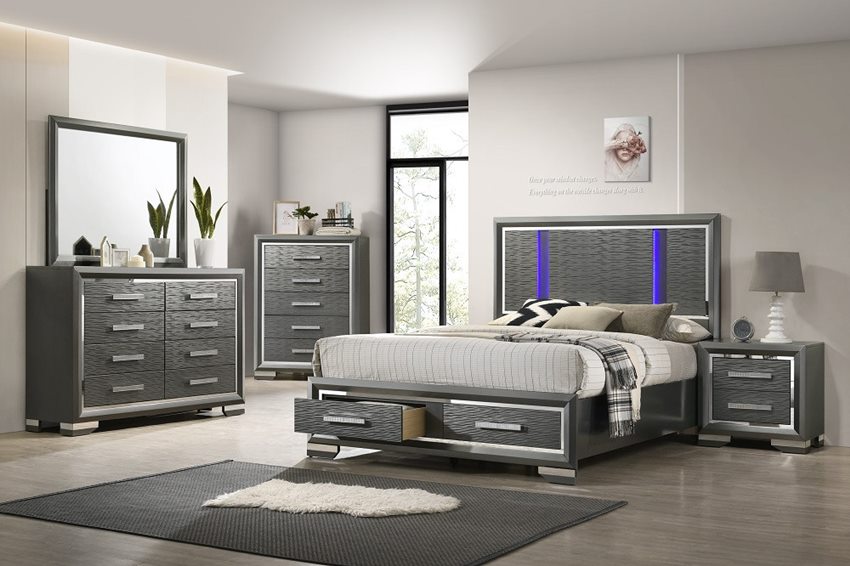 Atlantic Bedroom Set with LED Lights and Storage Bed