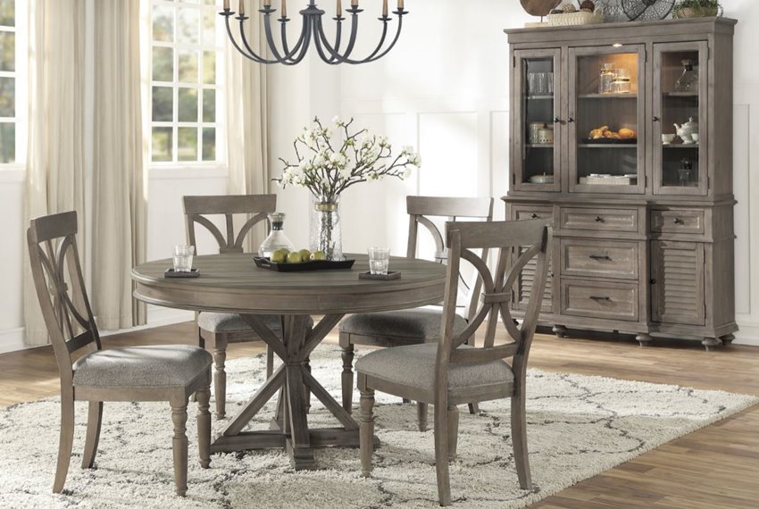 Cardano Round Table Dining Set in Driftwood Light Brown