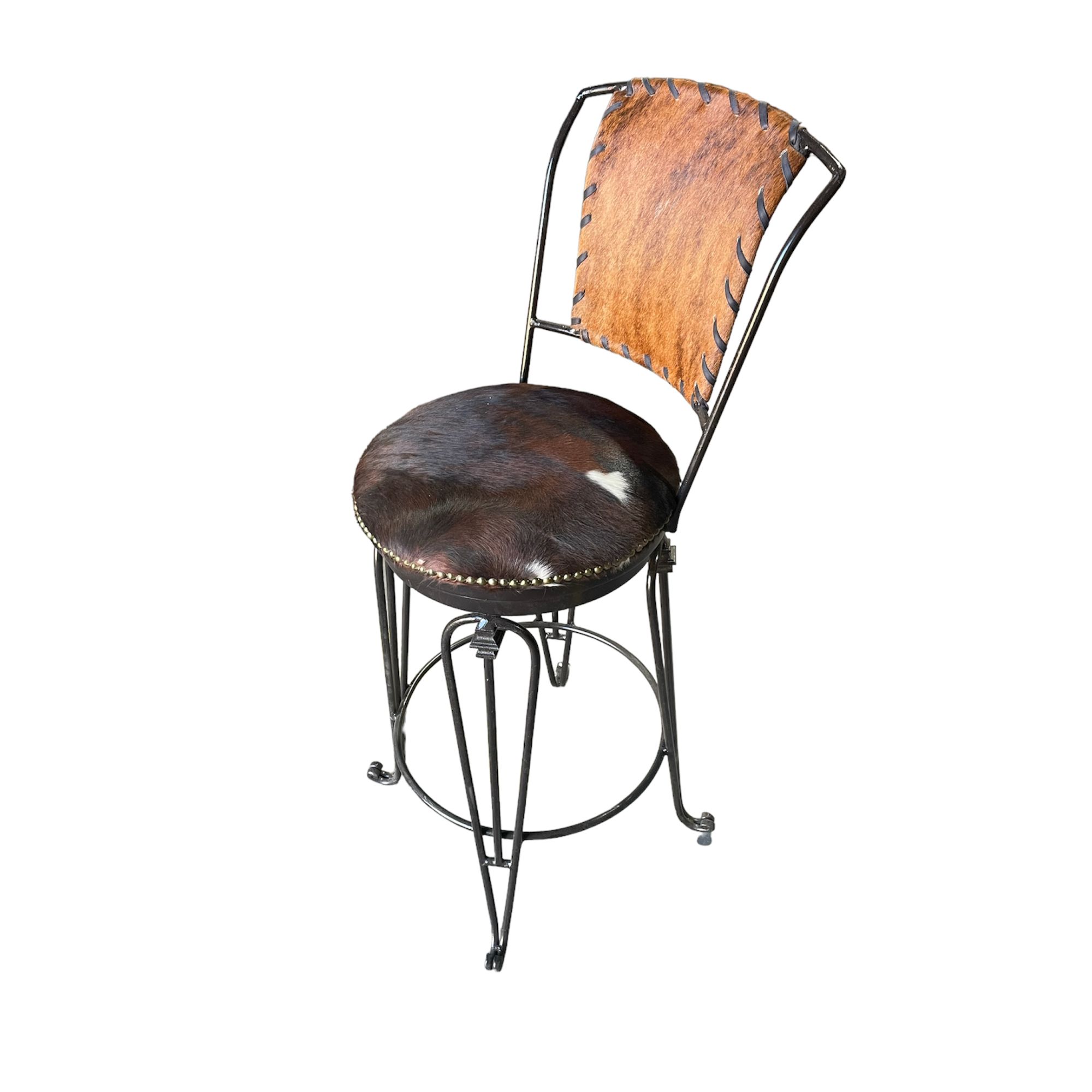 Western Rustic Cowhide Bar Stool in Bar and Counter Height