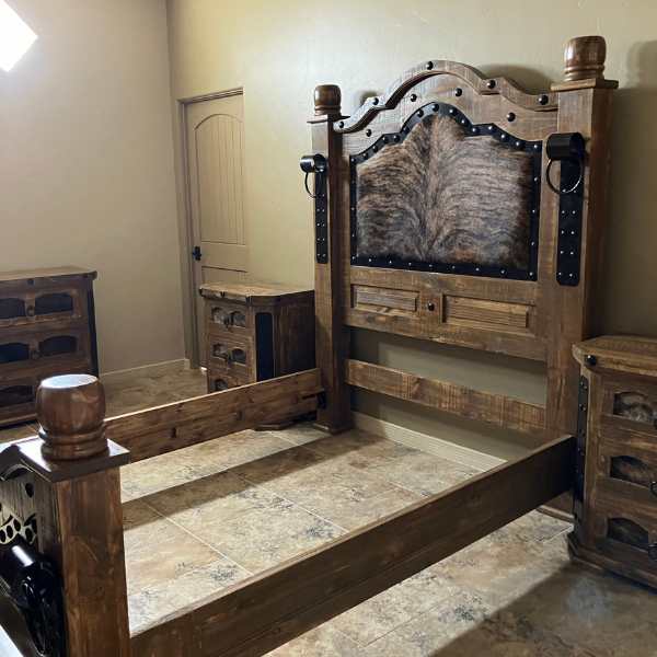 Alamo Rustic Cowhide Bedroom Set