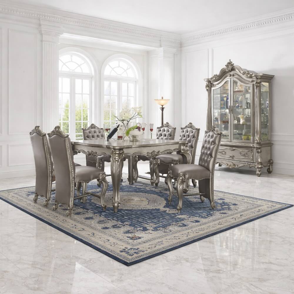 Versailles Luxury Old European Style 7-Piece Counter Height Dining Set in Platinum Versailles Luxury Old European Style 7-Piece Counter Height Dining Set in Platinum