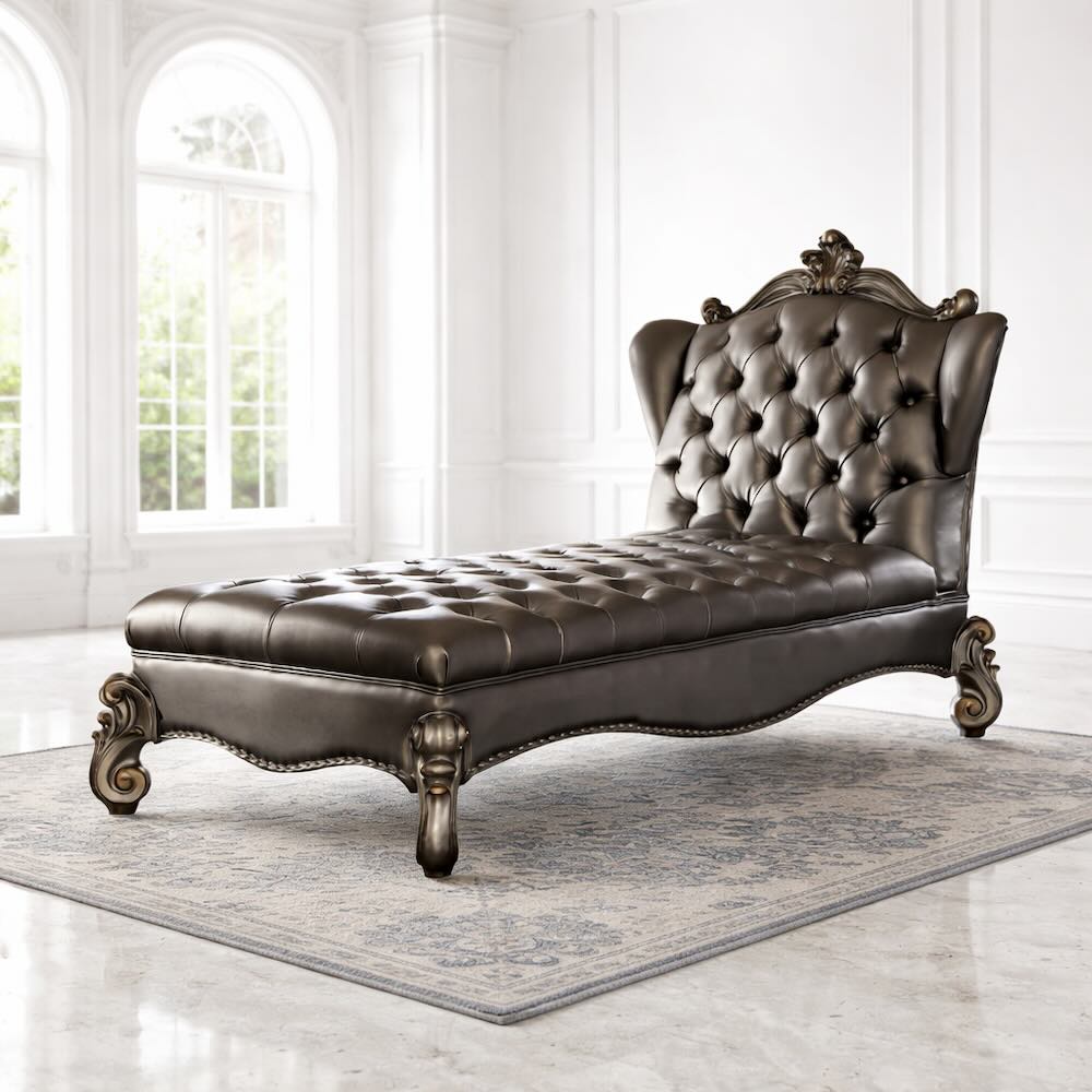 Versailles Luxury Baroque Style Chaise Lounge in Platinum Versailles Luxury Baroque Style Chaise Lounge in Platinum