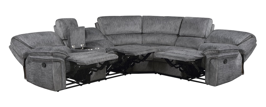 Muirfield Grey Microfiber Reclining Sectional with Console
