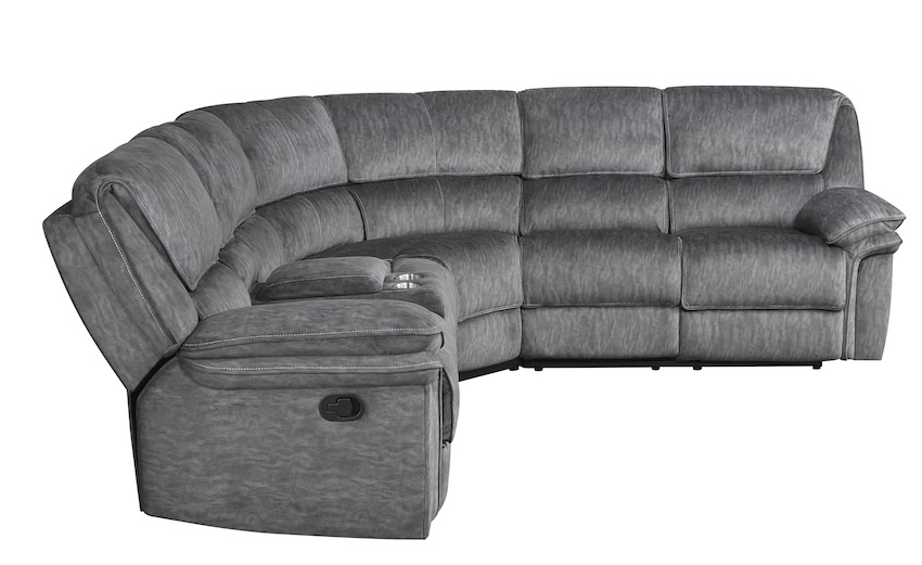 Muirfield Grey Microfiber Reclining Sectional with Console