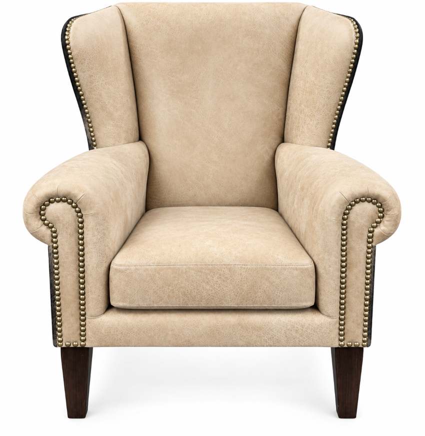Accent Wingback Western Chair with Cowhide in Tan