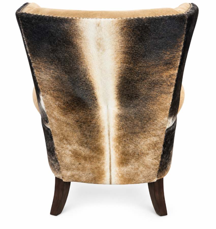 Accent Wingback Western Chair with Cowhide in Tan