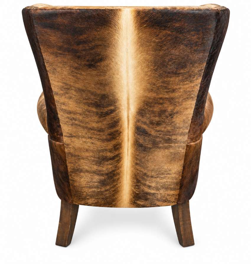 Accent Wingback Western Chair with Cowhide in Brown