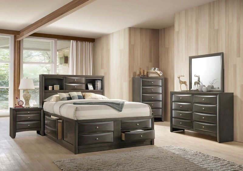 Ireland Bedroom Set with Storage Bed in Gray Oak
