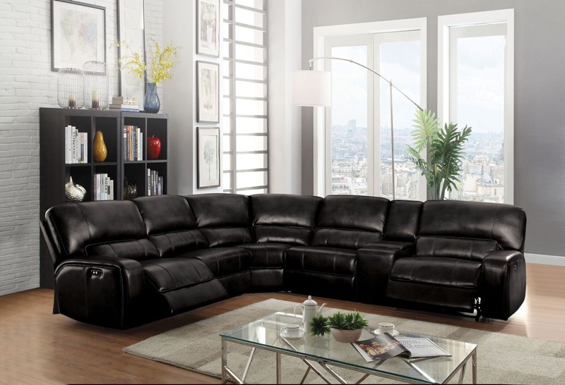 Saul Reclining Sectional in Black