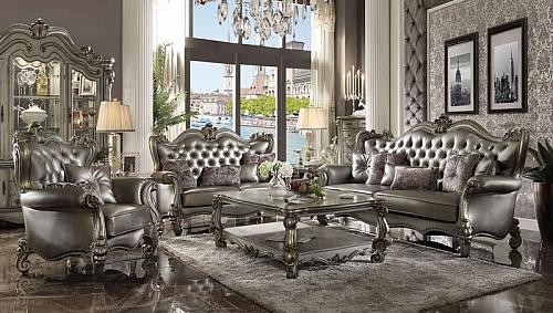 Versailles Formal Living Room Set in Platinum