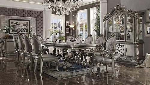 Versailles Large Formal Dining Room Set in Platinum