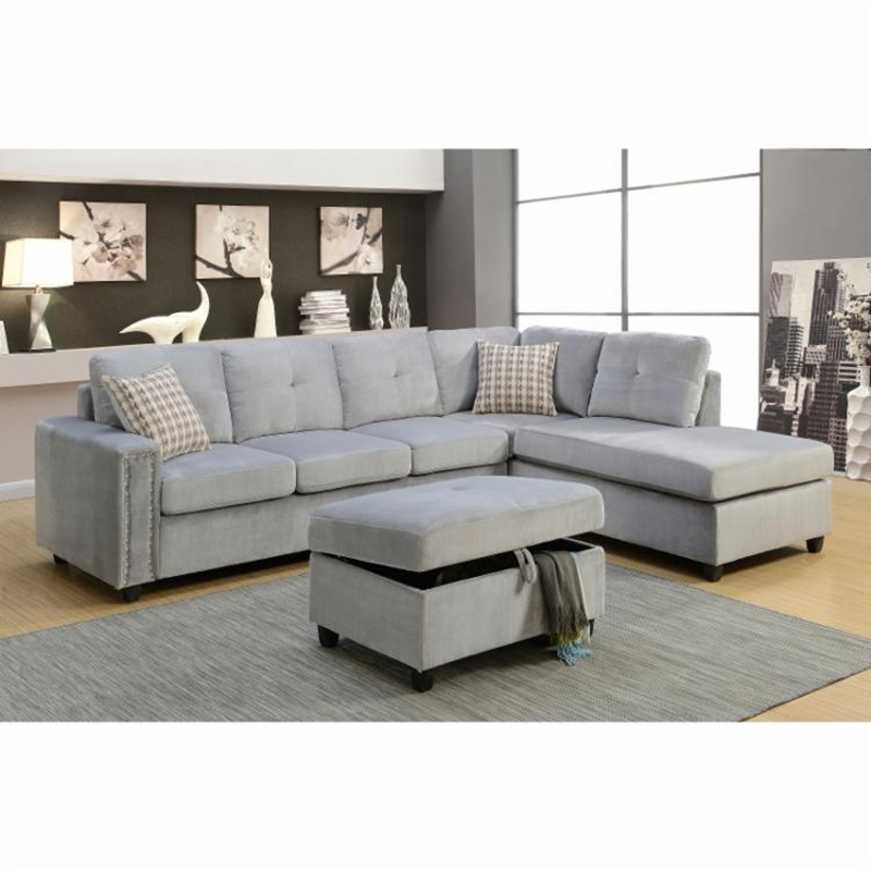 Belville Reversible Sectional Sofa in Gray