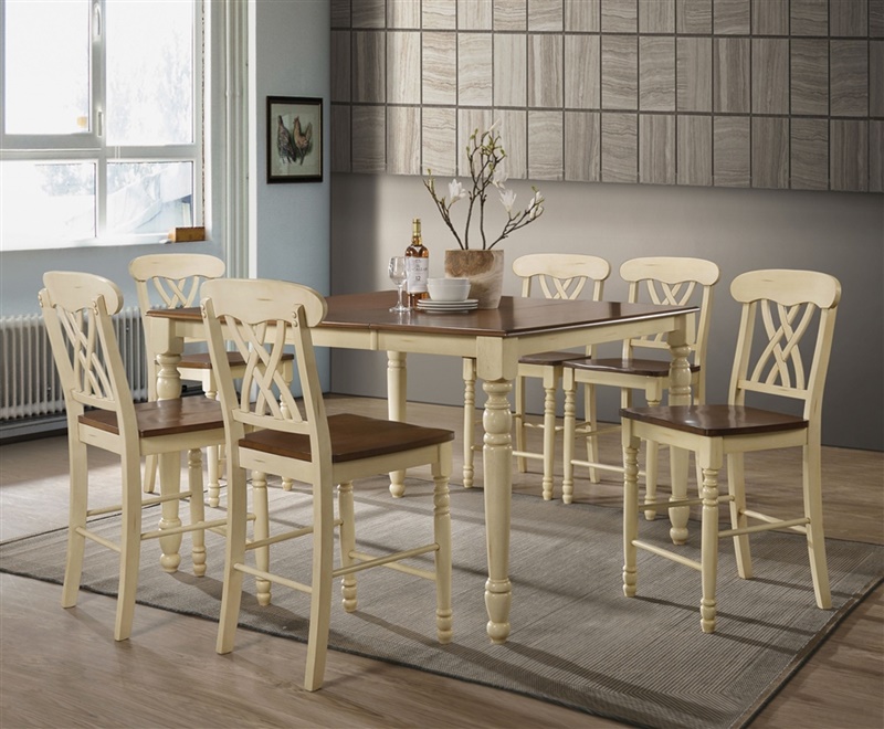 Dylan Counter Height Dining Room Set in Buttermilk and Oak