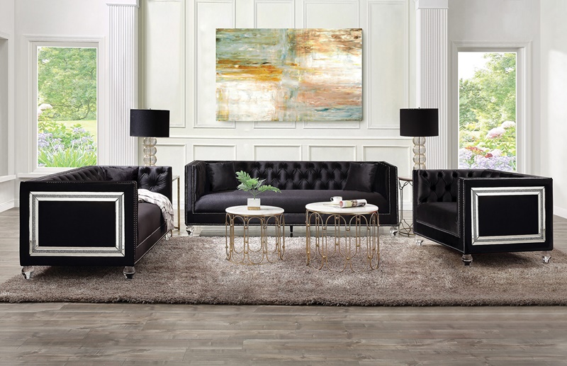 Heibero Modern Sofa Set in Black