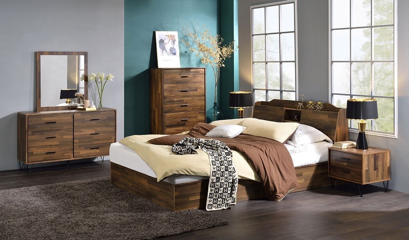Hestia Bedroom Set with Storage in Walnut