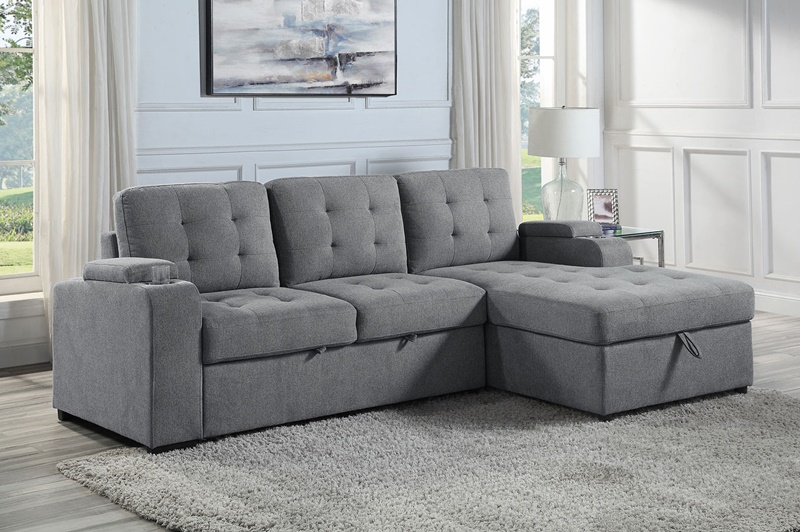Kabira Sectional Sofa with Sleeper in Gray