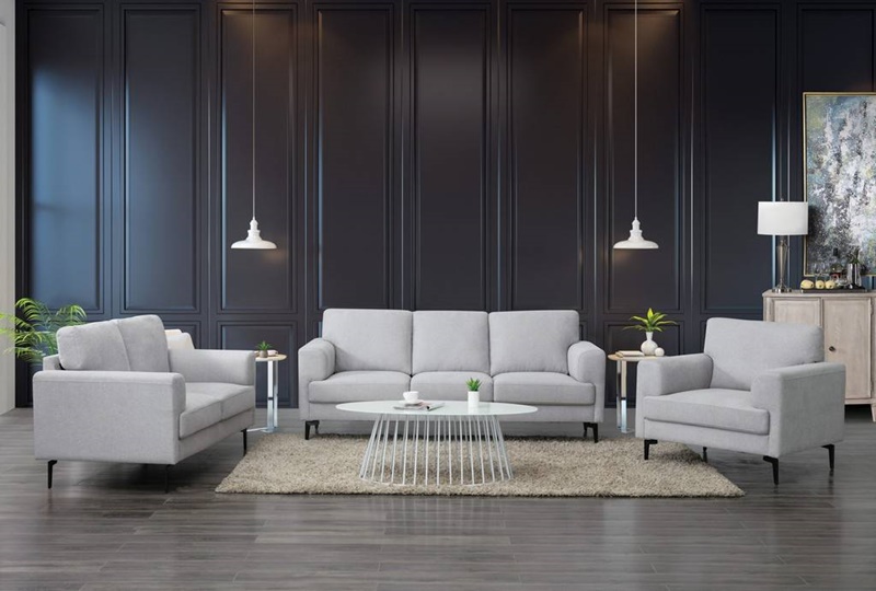 Kyrene Contemporary Sofa Set in Gray