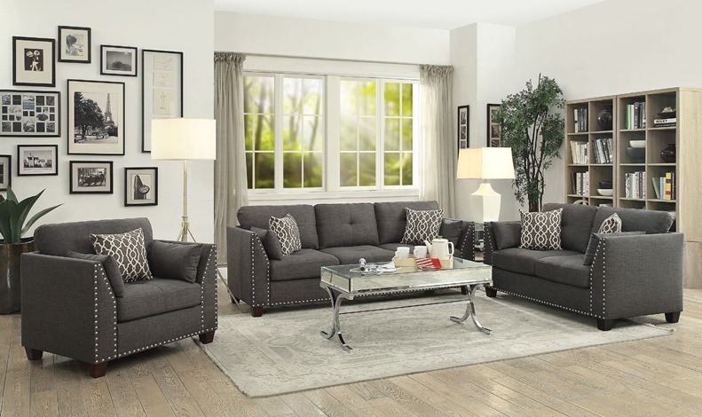Laurissa Sofa Set in Charcoal