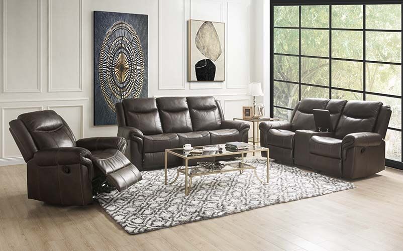 Lydia Motion Reclining Sofa Set in Brown