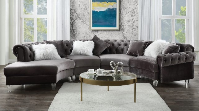 Ninagold Contemporary Sofa Set in Gray
