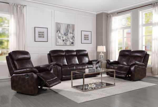 Perfiel Motion Reclining Sofa Set in Brown