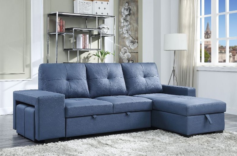 Strophios Sectional Sofa with Sleeper in Blue