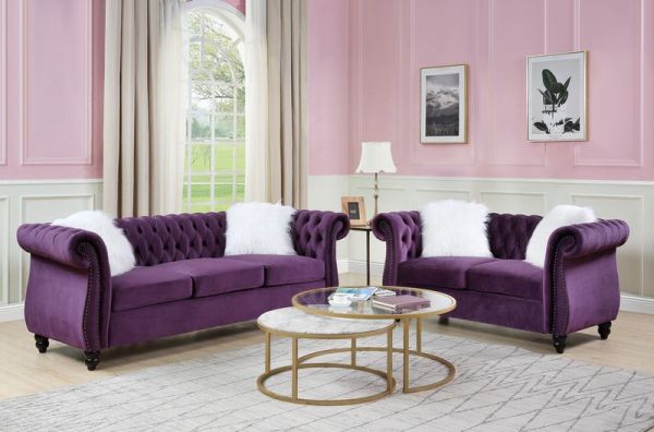 Thotton Formal Sofa Set in Purple
