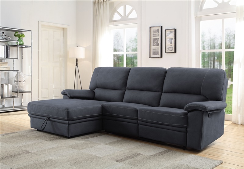 Trifora Reclining Sectional Sofa in Gray