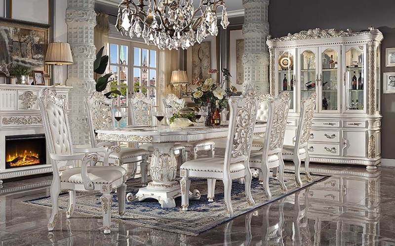 Vendome Formal Dining Room Set in Antique Pearl