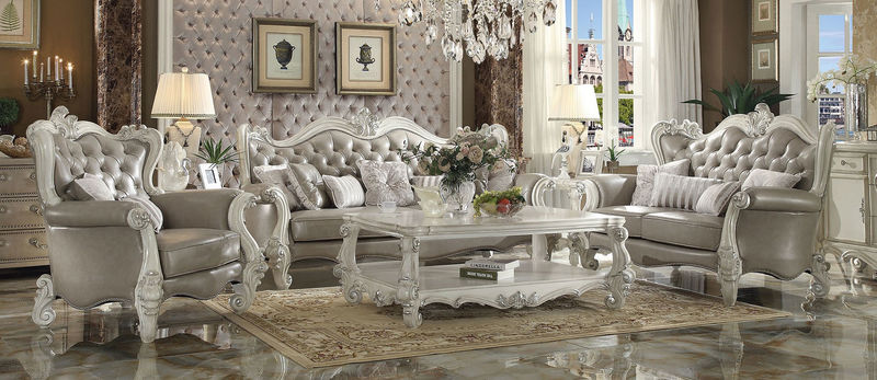 Versailles Formal Living Room Set in Gray