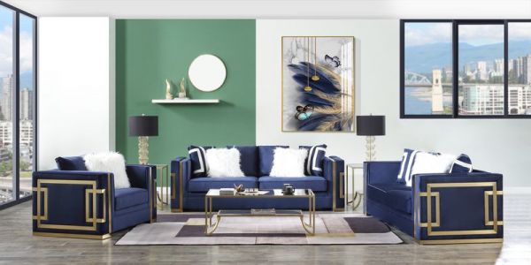 Virrux Modern Sofa Set in Blue