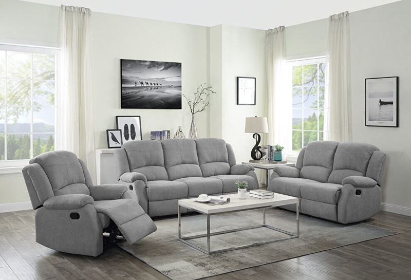 Zorina Reclining Sofa Set in Gray