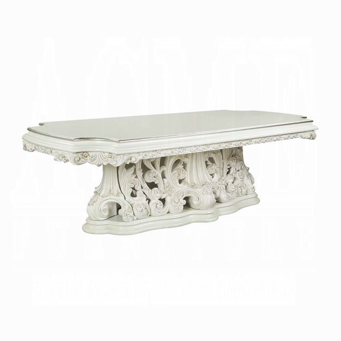 Adara Ornate Vintage European Dining Room Set in Antique White