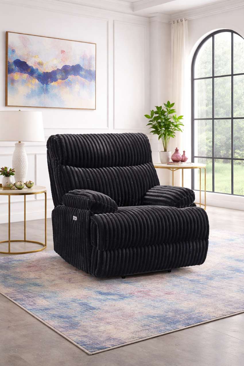 Admiral Black Ultra Soft Power Reclining Sofa & Loveseat Set