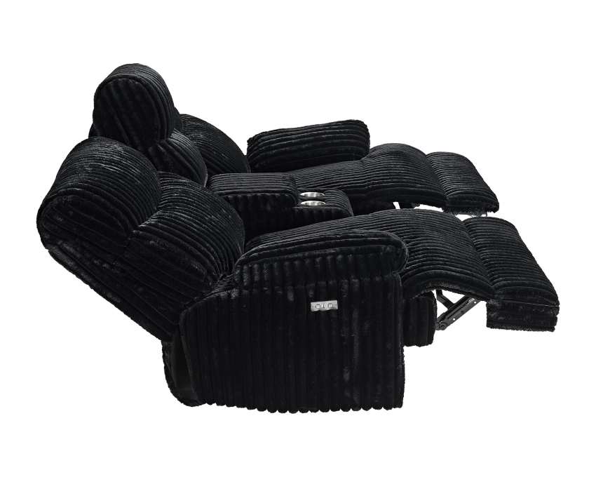 Admiral Black Ultra Soft Power Reclining Sofa & Loveseat Set