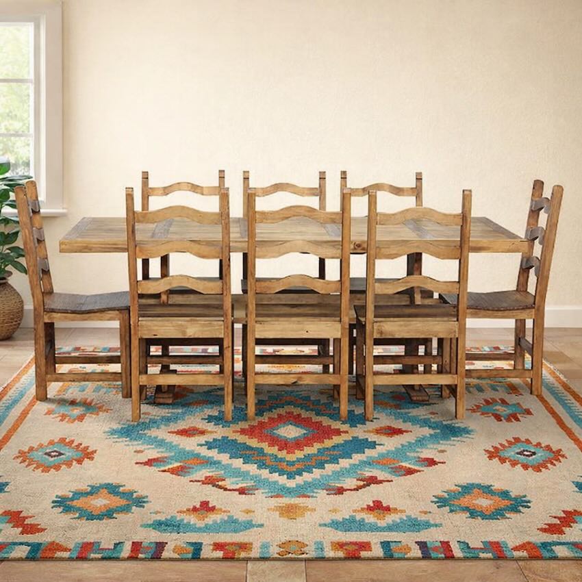Adobe Ridge Southwestern Solid Wood 9-Piece Dining Set