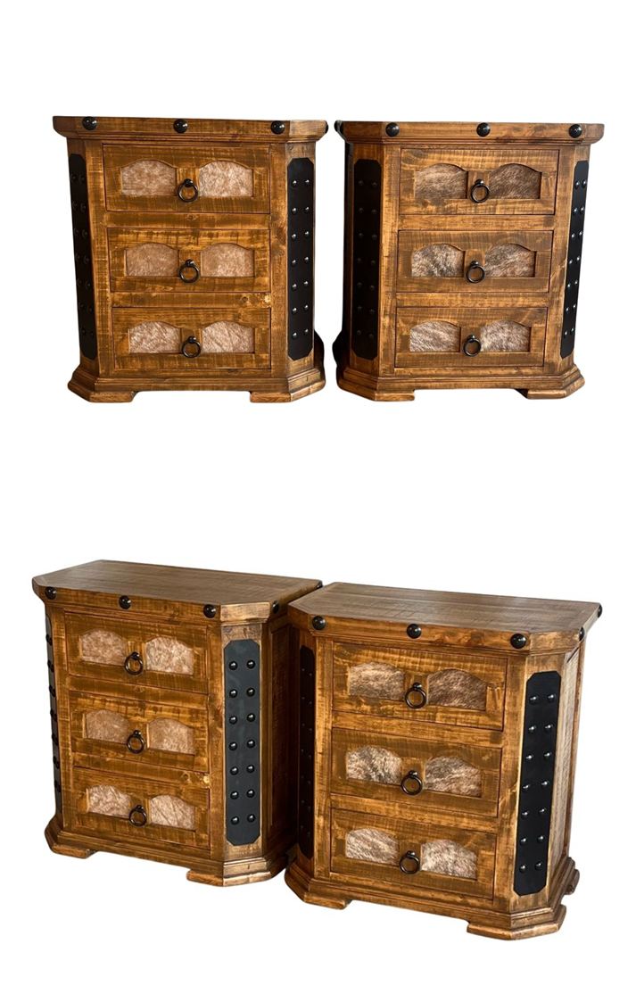 Alamo 4 Piece Rustic Bedroom Set with Cowhide Accents