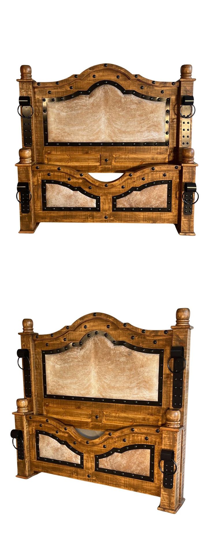 Alamo 4 Piece Rustic Bedroom Set with Cowhide Accents