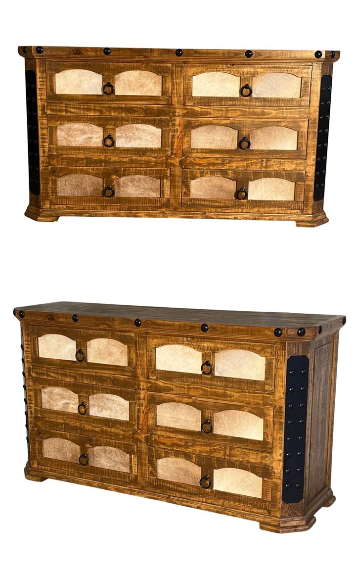 Alamo 4 Piece Rustic Bedroom Set with Cowhide Accents