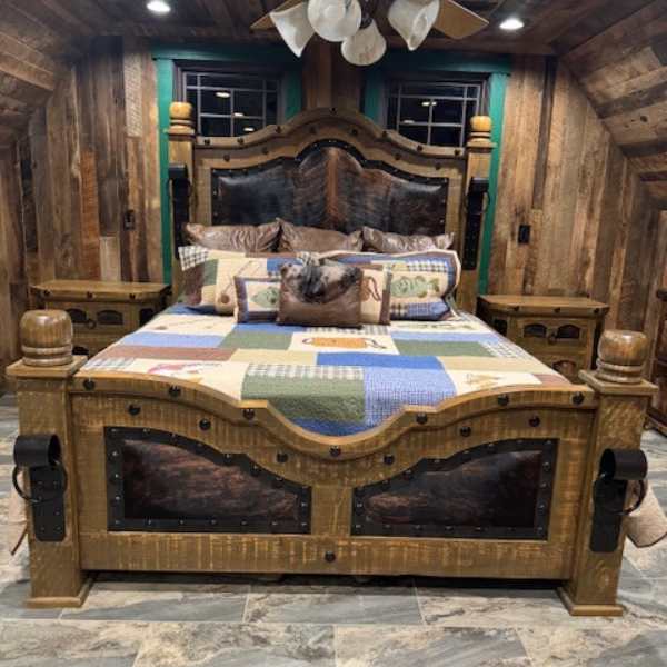 Alamo Rustic Cowhide Bedroom Set