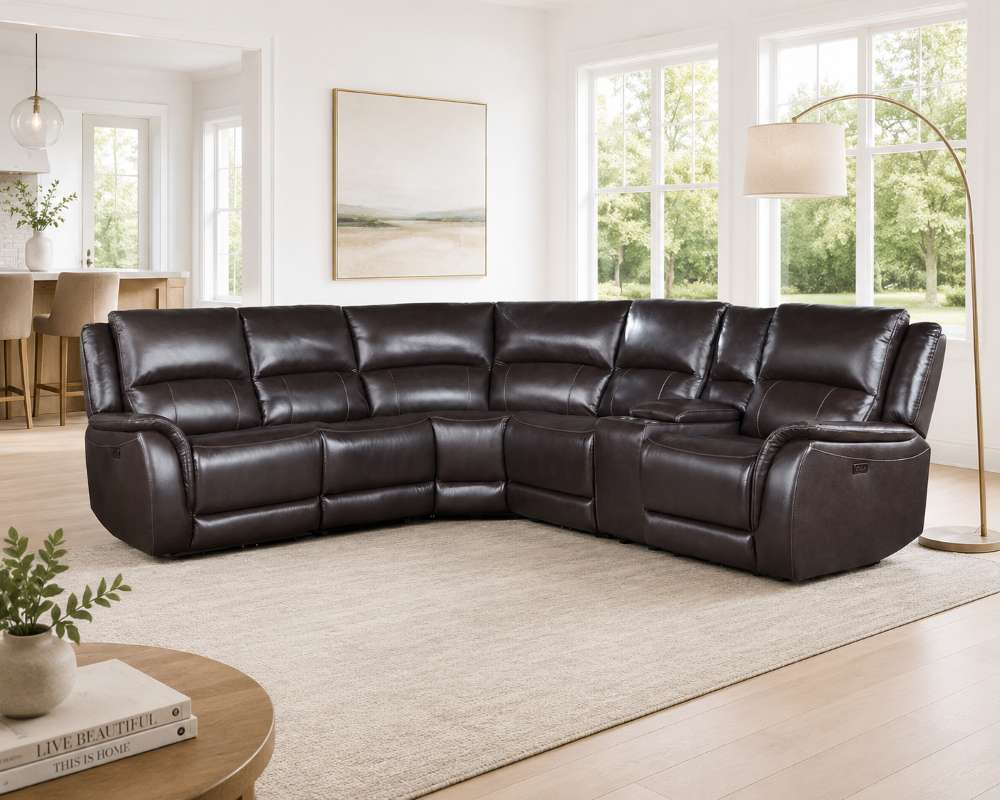 Alexandria Brown Top Grain Leather Power Reclining Sectional Alexandria Brown Top Grain Leather Power Reclining Sectional