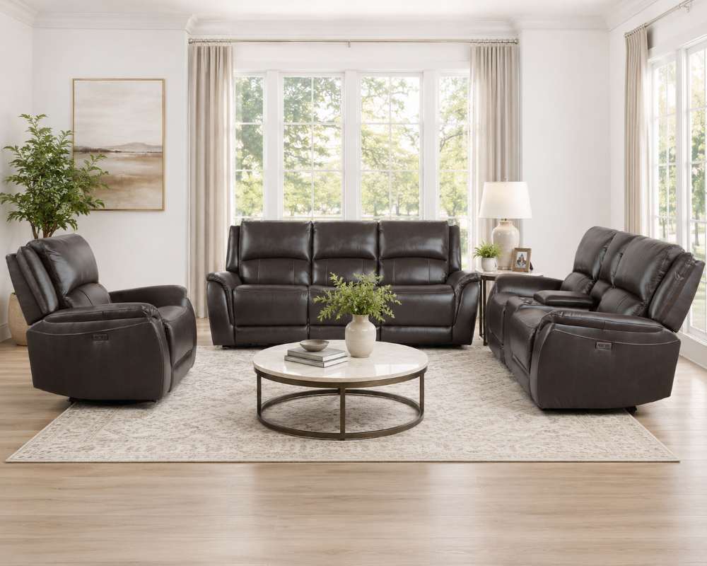 Alexandria Brown Top Grain Leather Power Reclining Sofa Set Alexandria Brown Top Grain Leather Power Reclining Sofa Set