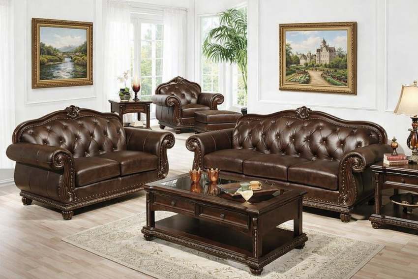 Anondale European Traditional Leather Living Room Set Anondale European Traditional Leather Living Room Set