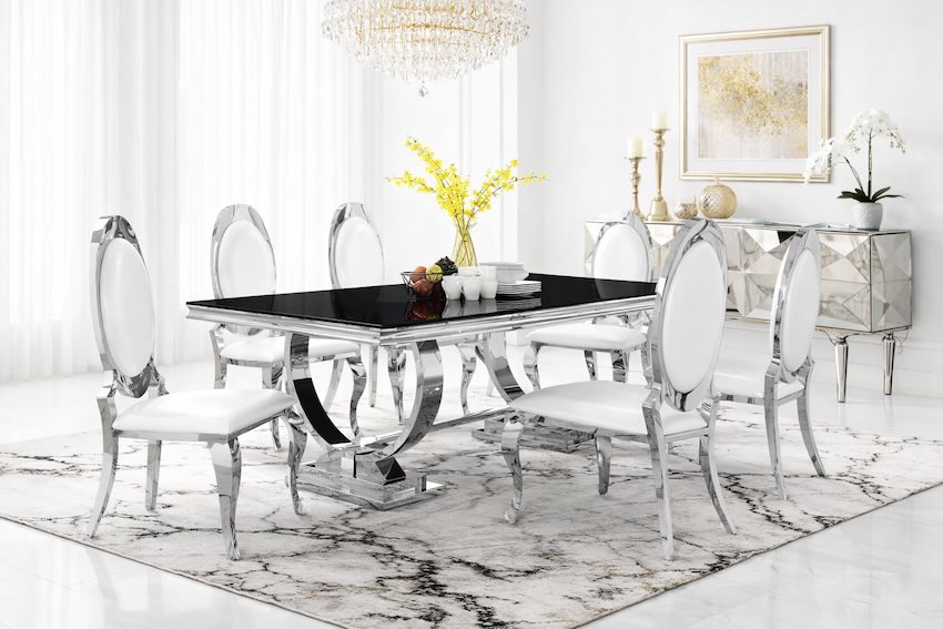 Antoine Modern Chic 7-Piece Dining Room Set in Black & White Antoine Modern Chic 7-Piece Dining Room Set in Black & White