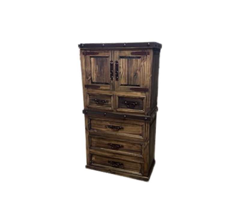 Apache Trail Rustic King Bedroom Set in Medio