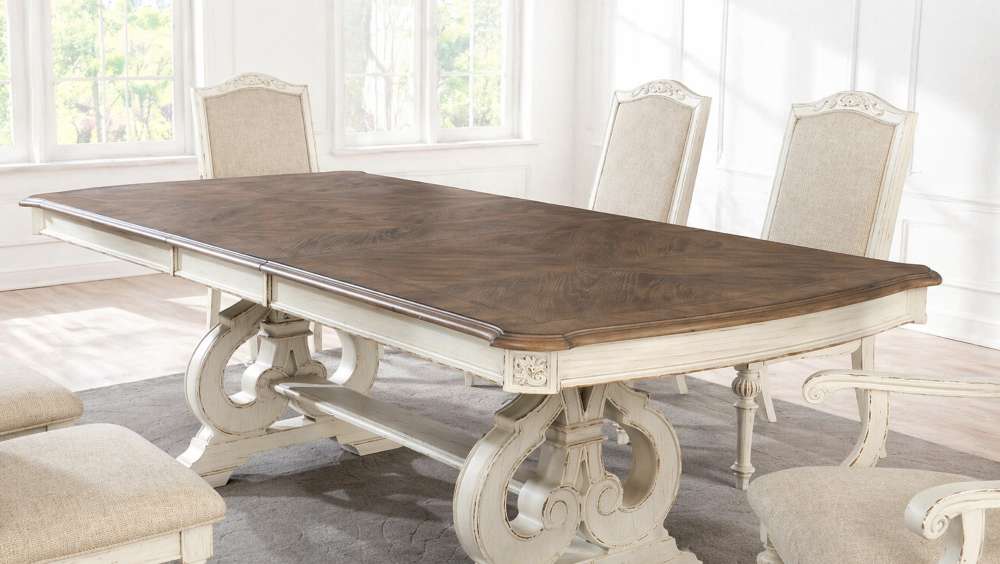 Arcadia French Country Rustic Antique White 7-Piece Dining Room Set